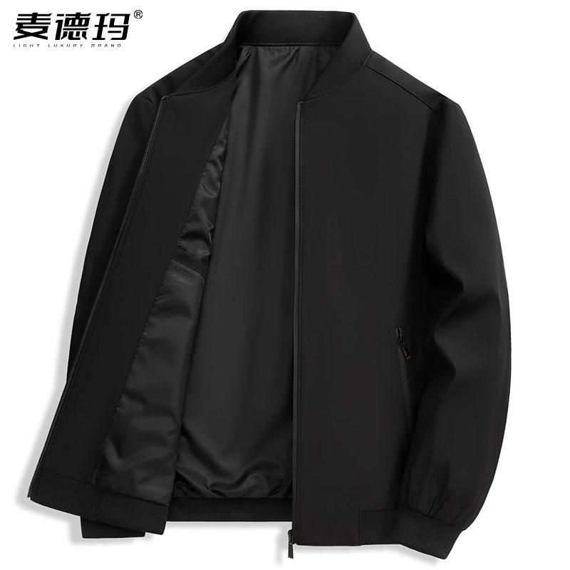 老爷车春秋新款中年男士棒球夹克
