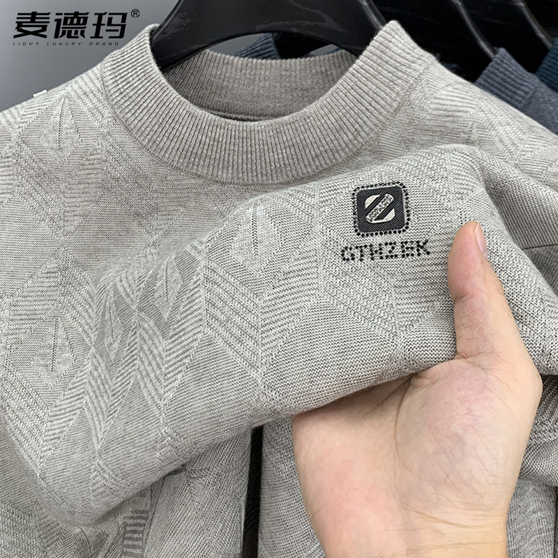 圆领毛衣加厚加绒保暖针织衫上衣