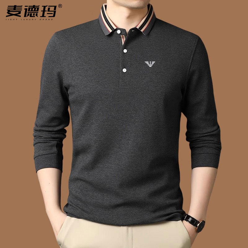 2025新款免烫长袖POLO衫 男春秋商务休闲T恤