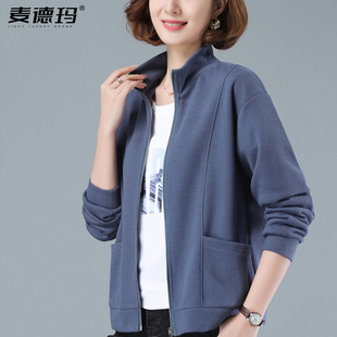 上衣 中老年妈妈短款 卫衣外套女2025春秋新款 休闲开衫 宽松夹克薄款