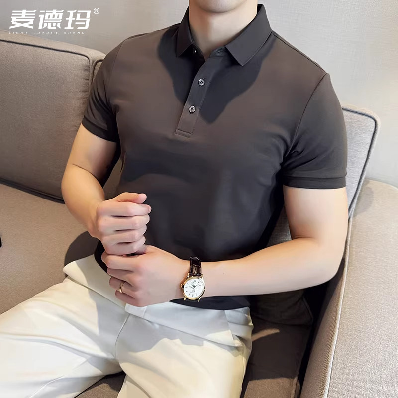 痞帅高级感POLO衫男款2026新款夏季冰丝商务休闲男士修身短袖t恤