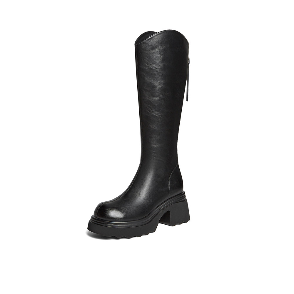 【33码】百思图冬季V口骑士靴加绒粗跟尖头女长靴新款F2181DG5,女鞋,骑士靴,淘宝优惠券,粉丝福利购,淘宝优惠卷