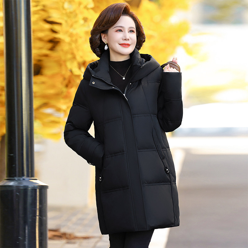 雅鹿中老年大码加厚保暖羽绒服女