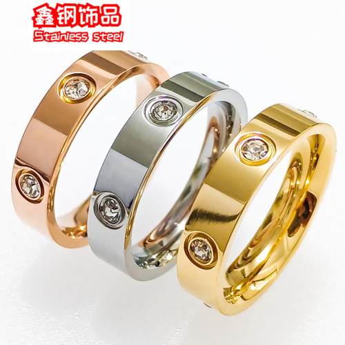 c小k戒指钛钢简约18K玫瑰金女