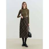 小个子覆古格纹直筒半身裙女202HVJ秋冬新巧款 覆自古毛呢 中长5款