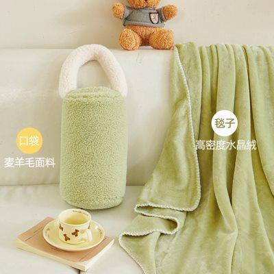 汽车抱枕毯子两用珊瑚绒靠垫被子加绒加厚办公室午睡空调被小枕头