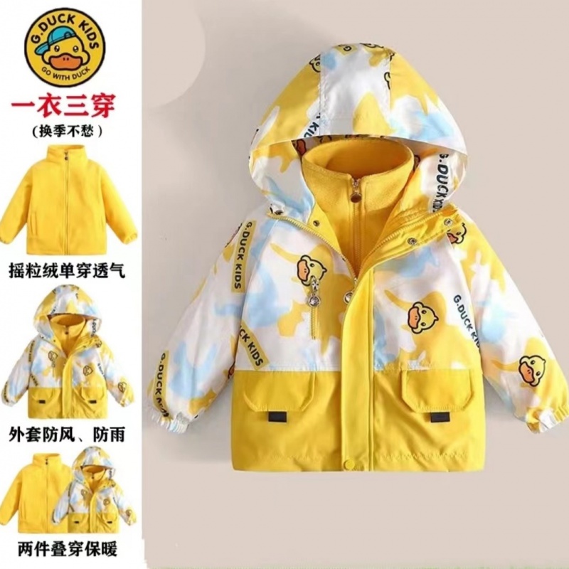 小黄鸭布咚冲锋衣男童春秋季外套