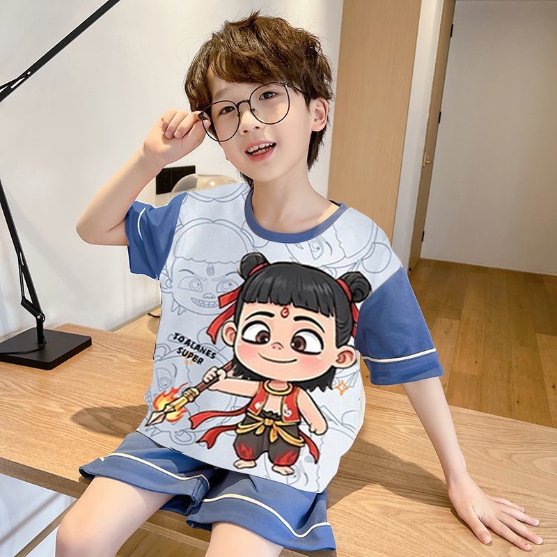 小黄鸭睡衣男童夏季儿童短袖男孩