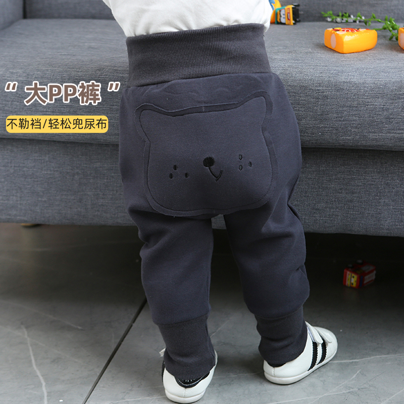 小黄鸭布咚童装婴儿宽松裤子春秋卡通大pp裤高腰护肚入秋男女宝宝