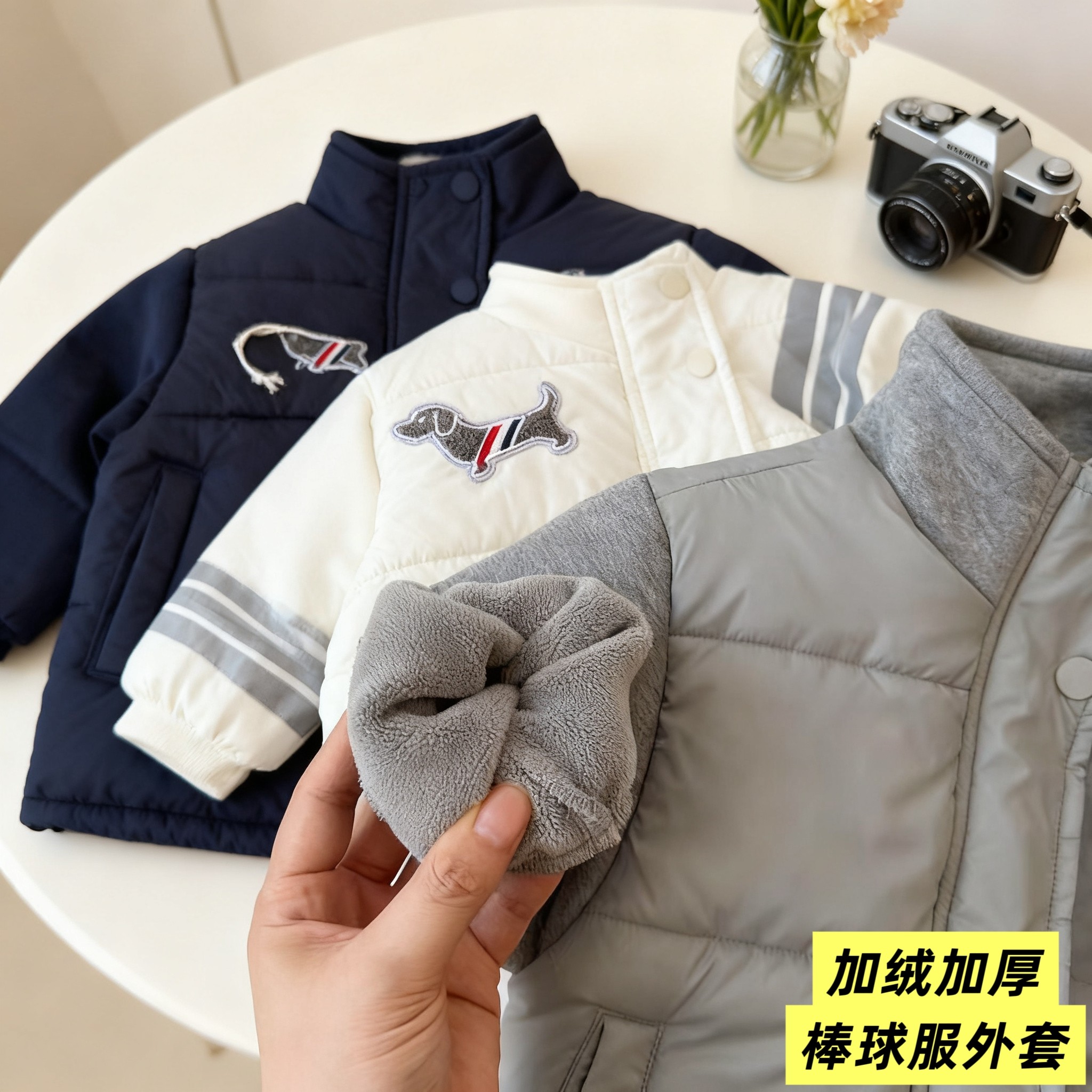 儿童时尚夹棉外套2025冬男童tb潮牌夹克宝宝小童保暖棒球服棉衣,童装/婴儿装/亲子装,羽绒服,淘宝优惠券,粉丝福利购,淘宝优惠卷