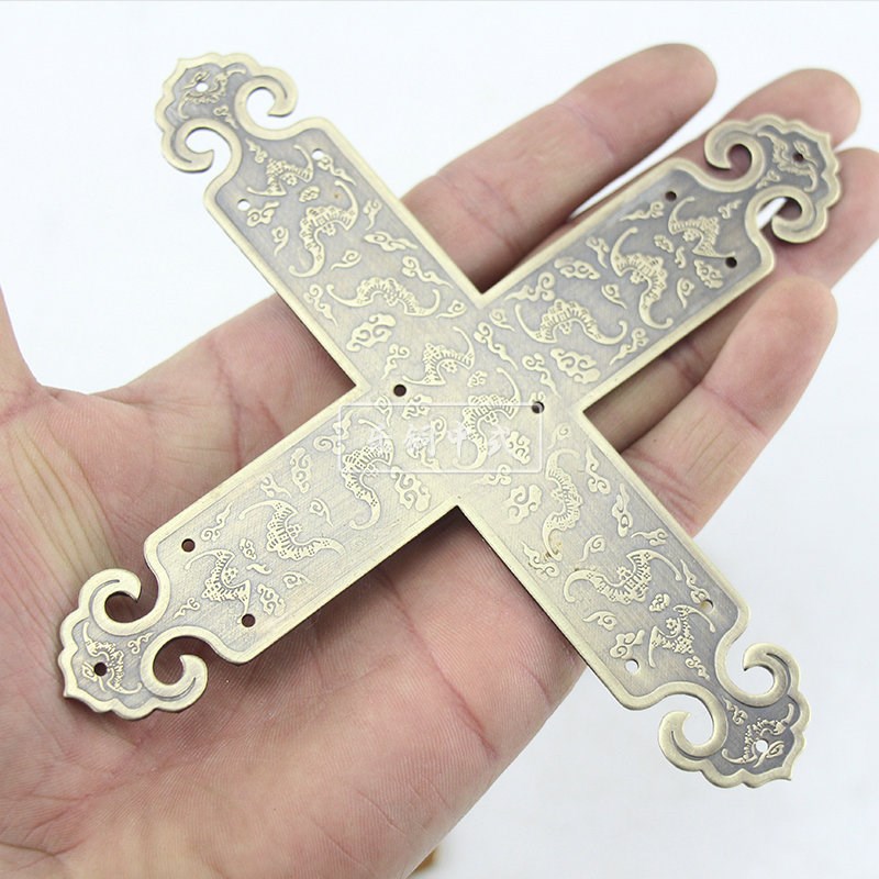 仿古中式铜包角 柜门角片护角五金配件 樟木箱茶几桌面蝙蝠装饰片