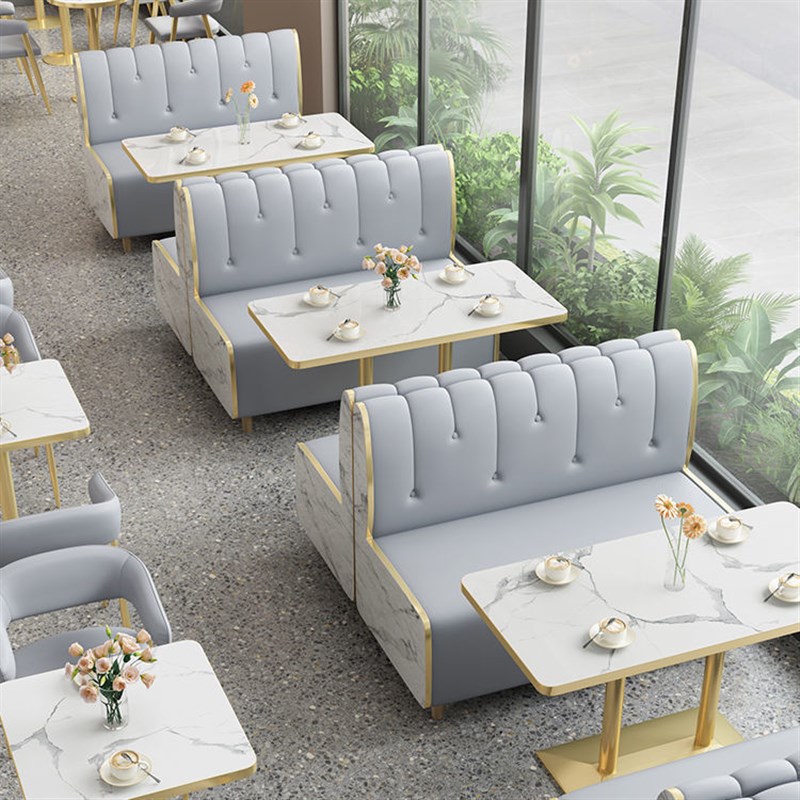 简约轻奢咖啡厅甜品烘焙店卡座沙发网红主题餐厅奶茶店桌椅组合木