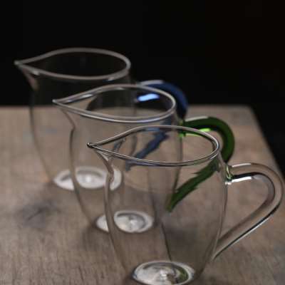 玲珑玻璃公道杯耐高温耐热高硼硅加厚把手草堂分茶器公壶煮茶加热