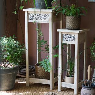 实木单个花架盆景架落地式置物架花盆花架子花几客厅阳台覆古做旧