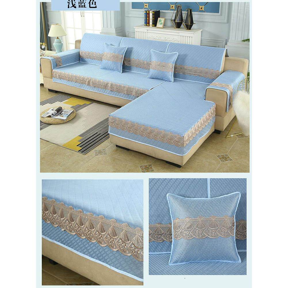 夏天款全包套欧式藤竹防滑冰丝凉席皮沙发坐垫套装靠背套罩巾夏季