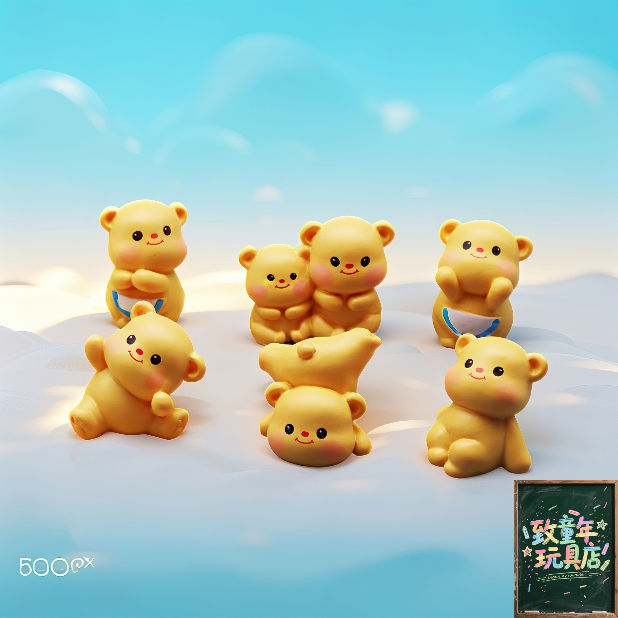 独立盲袋微缩迷你仿真黄小熊模型