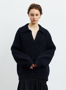 CertainEuphoria原创羊毛星空V领银丝混纺宽松毛衣外穿毛衫