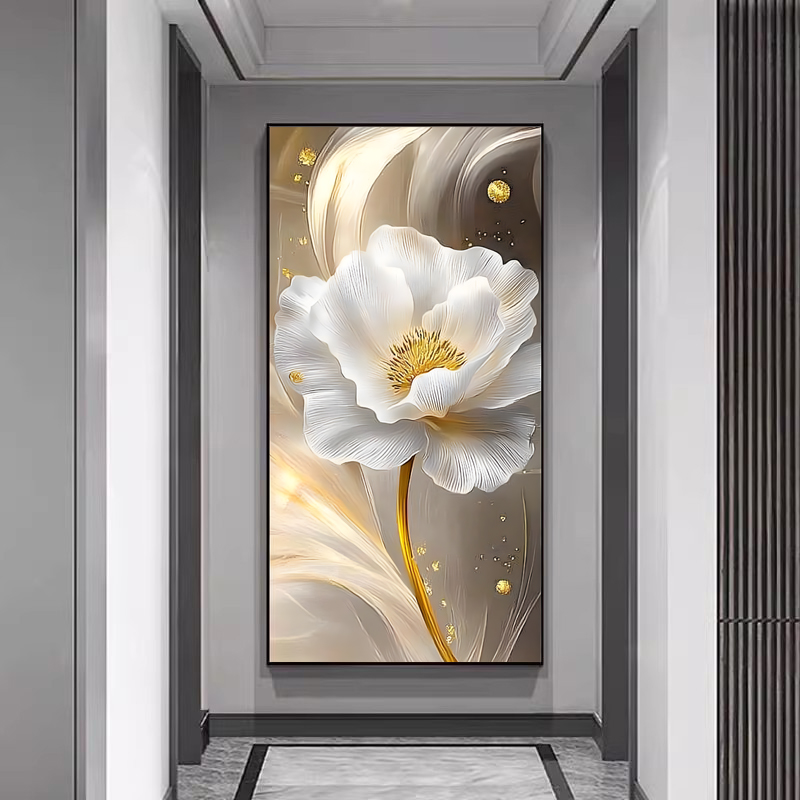 奶油风玄关装饰画入户走廊过道背景墙挂画轻奢时尚晶瓷壁画客厅图片