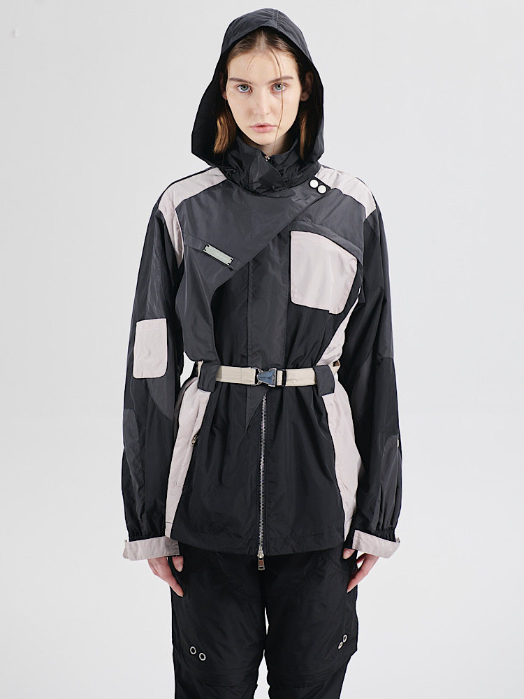 SOFARGOFA拼接连帽可拆卸冲锋衣