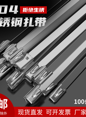 304不锈钢扎带批发自锁4.6 7.9MM金属耐高温捆绑带扎丝桥架拉紧器
