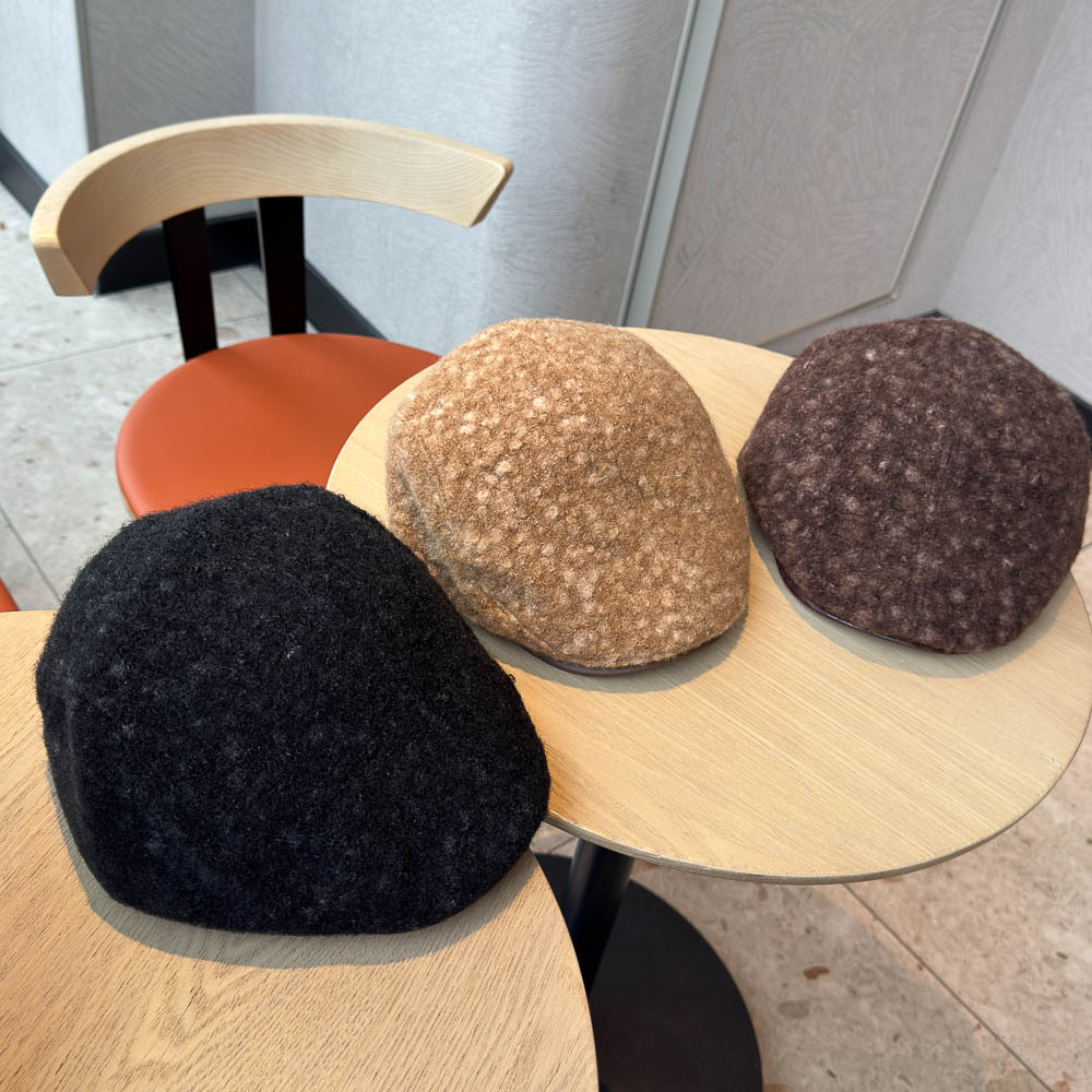 新款复古毛呢保暖前进帽子男女