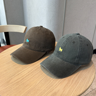 26TH新款可爱小狗刺绣粉色棒球帽子女四季通用鸭舌帽遮阳防晒出游