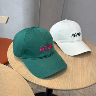 2026高品质字母刺绣软顶绿色棒球帽女街头时尚 防晒情侣鸭舌帽子潮
