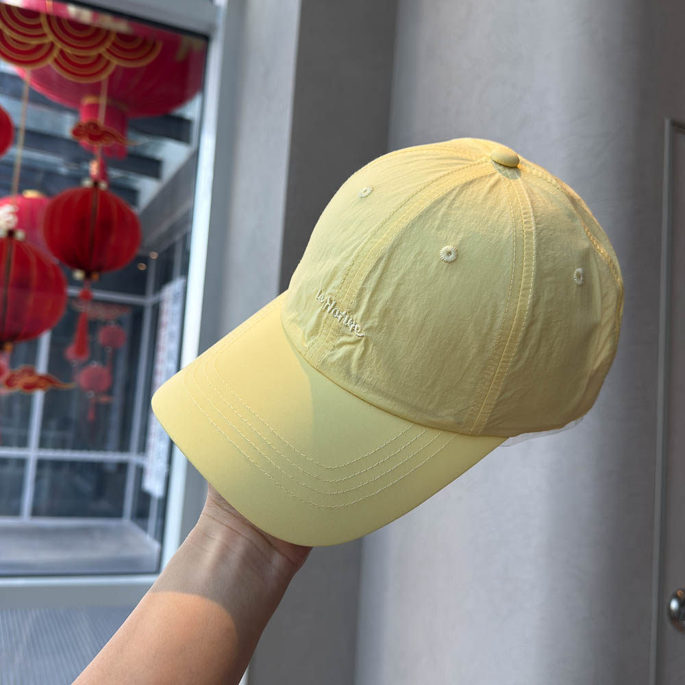 简约小字母刺绣薄款速干棒球帽男女春夏遮阳大头围出游黄色鸭舌帽