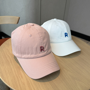 韩版字母刺绣半空顶棒球帽子女百搭显脸小可扎马尾出游遮阳鸭舌帽