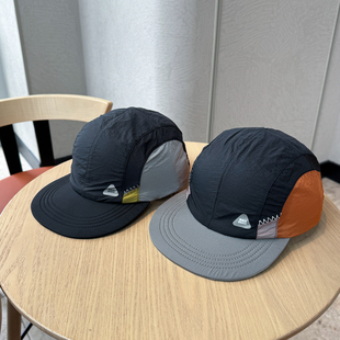 新款尼龙机能速干拼色平檐鸭舌帽子夏季轻薄抽绳男女出游棒球帽潮