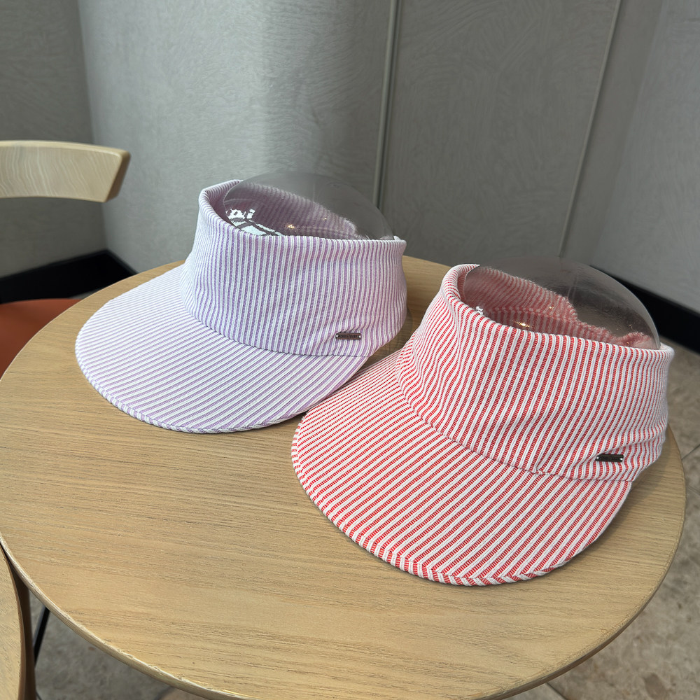 春夏新品网红款条纹户外空顶帽女