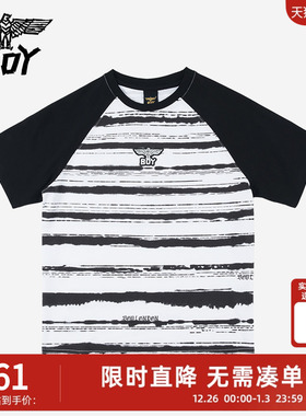 BOY童装 25夏新品儿童短袖条纹舒适百搭圆领T恤男女童V252K01102