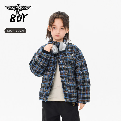 BOY童装 26冬新款格纹短款羽绒服 儿童复古保暖外套短款男童女童