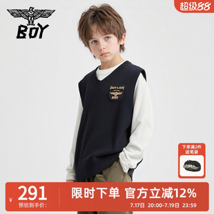BOY童装25秋冬新品儿童针织马甲背心时尚潮流毛衣男女童中大童