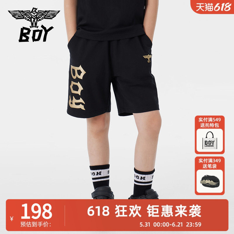 BOY童装 儿童夏季 宽松中裤侧边印花潮流时尚休闲短裤男女童