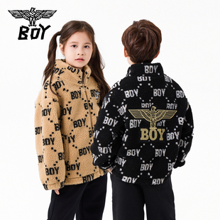 BOY童装25秋冬新款儿童摇粒绒外套时尚潮流夹克衫男女童亲子装