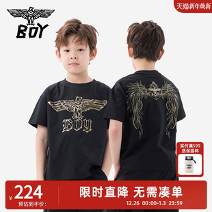 鹰标时尚 BOY童装 经典 儿童潮牌短袖 舒适圆领T恤男童女童 25夏新品