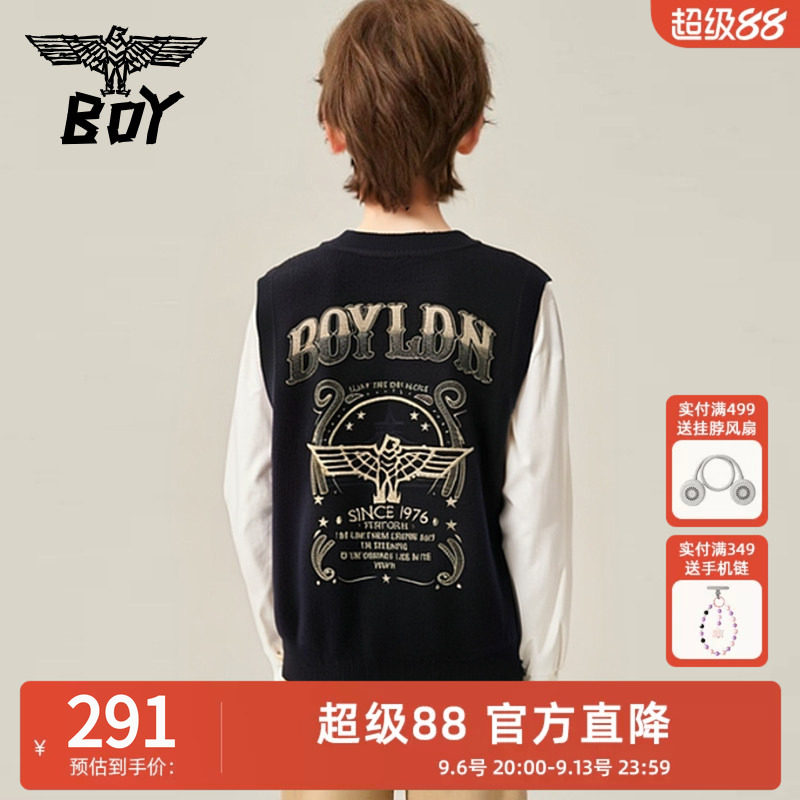 BOY童装 秋冬新品儿童针织马甲背心时尚潮流毛衣男女童中大童