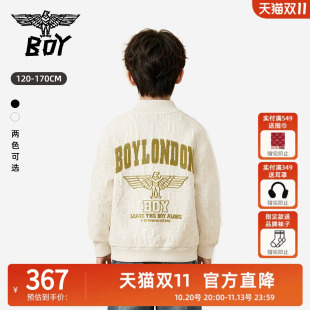 BOY童装26秋新款复古棒球服外套 立体印花肌理感开衫夹克男童女童