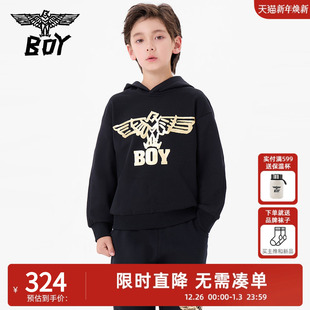 BOY童装 连帽套头卫衣男童女童 秋冬烫金翅膀时髦潮酷长袖