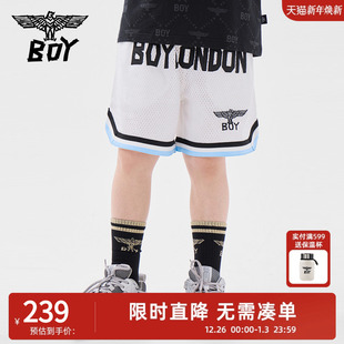 针织中裤 BOY童装 字母时尚 儿童潮牌网眼透气短裤 中大男女童 夏季