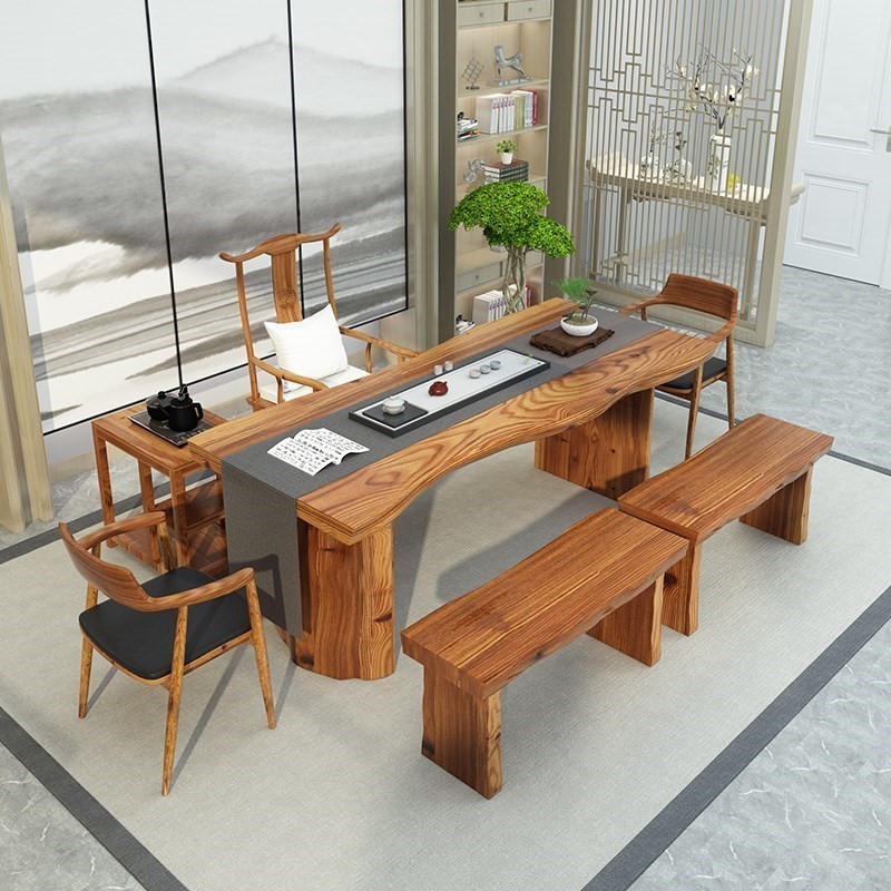 茶室茶椅桌组合实木桌办公室茶台会客桌泡茶桌大板桌功夫茶桌简约