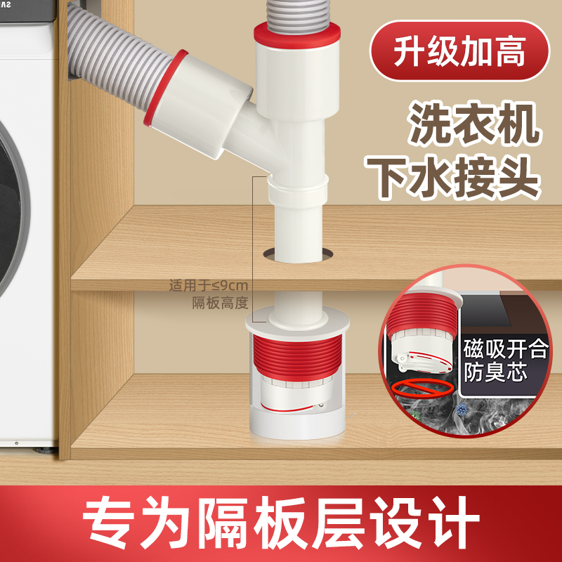 洗衣机下水管三通加高加长防臭