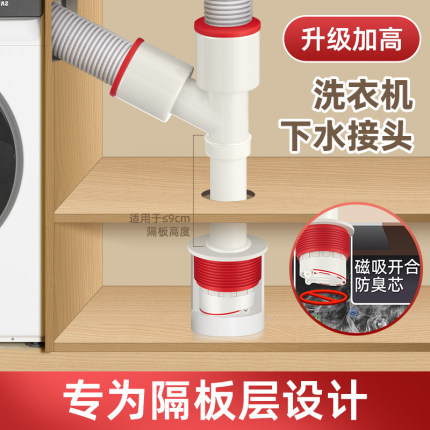 洗衣机下水管三通加高加长专用地漏接头排水道防臭塞防溢水三头通