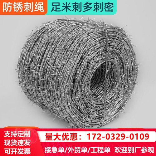 钢丝刺绳铁丝网围栏刺铁丝铁蒺藜围墙防爬刺防盗刺隔离圈地防护网