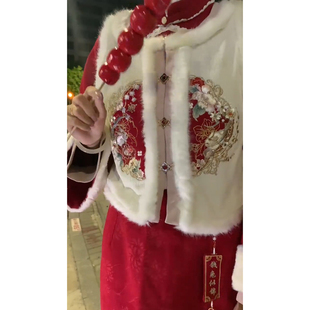新中式女装中国风旗袍马甲红色敬酒服高级感超仙回门便装套装2024