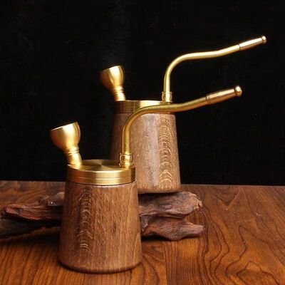 高级水壶烟黄铜木质斗古