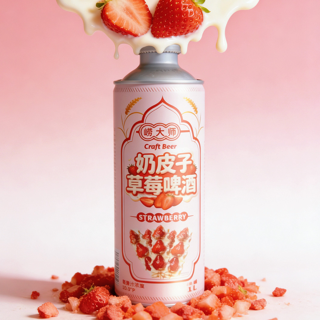 崂大师奶皮子草莓啤酒1L*6罐啤酒