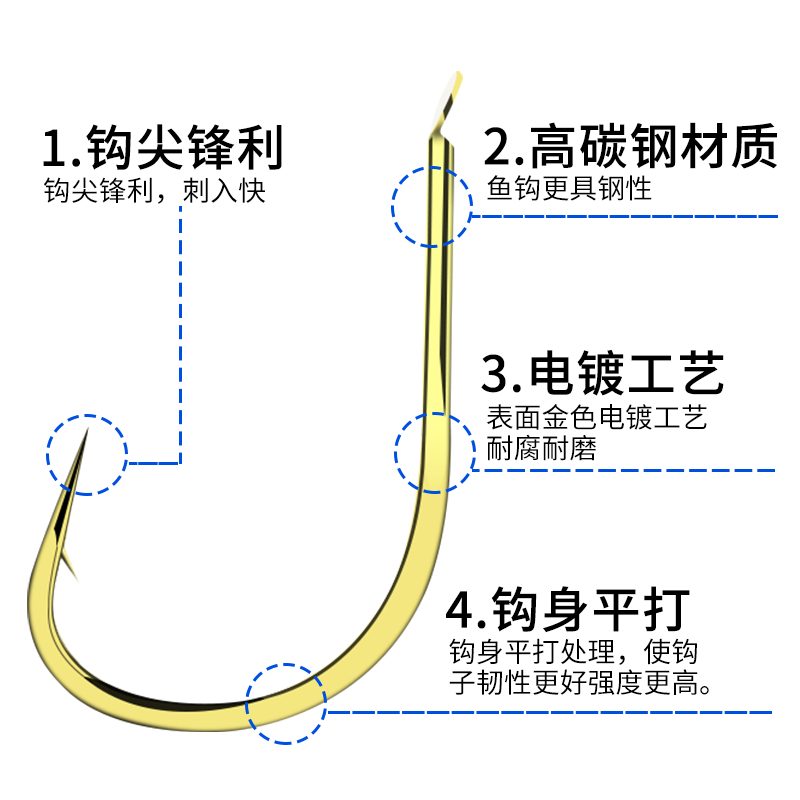 绑好子线双钩袖钩伊势尼伊豆金海夕新关东鱼钩钓鲫鲤金袖鱼钩套装