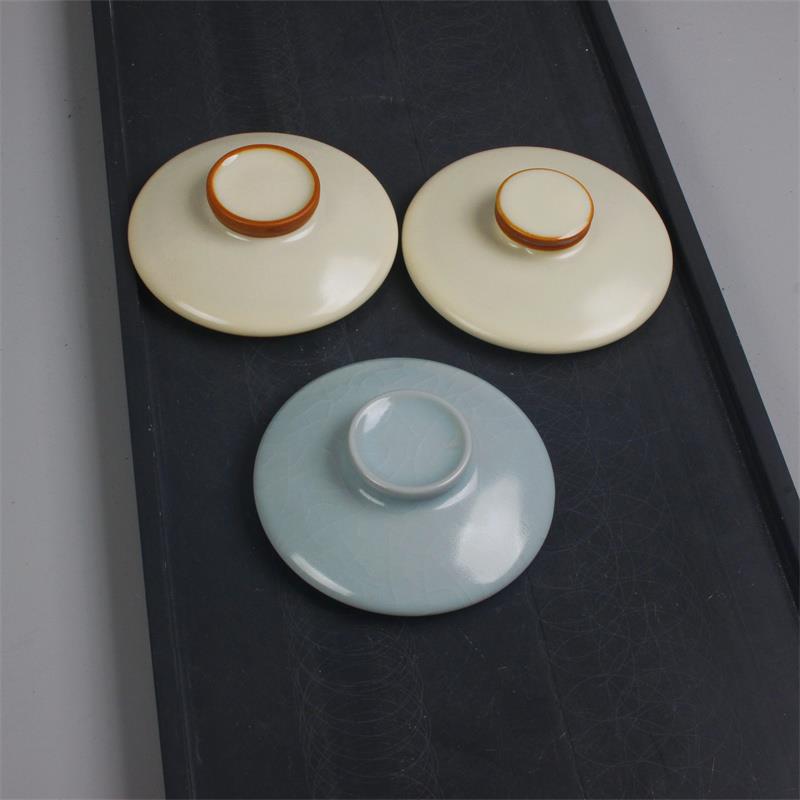 米黄汝窑水杯陶瓷马克杯盖冰花开 片青色杯身盖子轻奢高档家用配